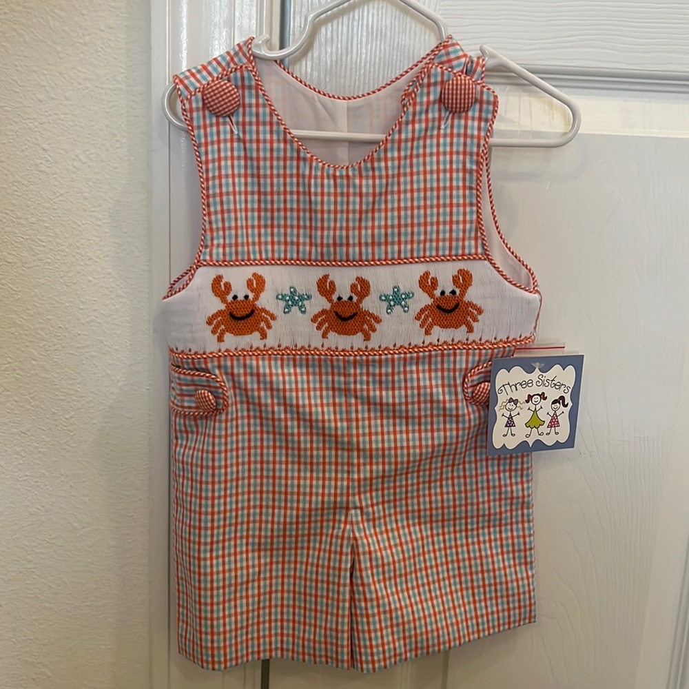 Three sisters  - boys romper. Smocked